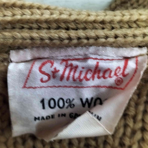 ST MICHAEL イギリス製 レザーボタン ラグランスリーブ ウール カーディガン メンズ import:M