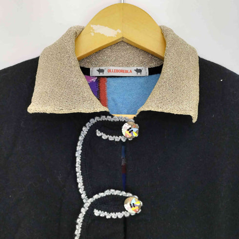 アルベロベロ OLLEBOREBLA オレボレブラ ぶたさん うさぎさん お買い物 お金持ち アップリケ ラメ糸 襟 リブ切替 カーディガン レディース