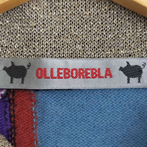 アルベロベロ OLLEBOREBLA オレボレブラ ぶたさん うさぎさん お買い物 お金持ち アップリケ ラメ糸 襟 リブ切替 カーディガン レディース