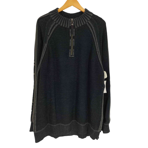 ハーレーダビッドソン HARLEY-DAVIDSON ロゴ サイドライン ラグランスリーブ ハーフジップ ローゲージ ニット セーターコットン Y2K メンズ import:XL