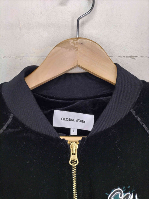 グローバルワーク GLOBAL WORK ロゴ刺繍ベロアブルゾンジャケット レディース L