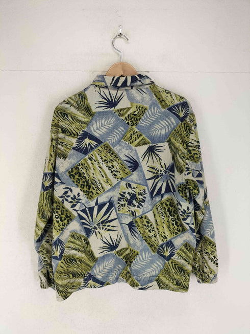 総柄シルクジップジャケット メンズ S