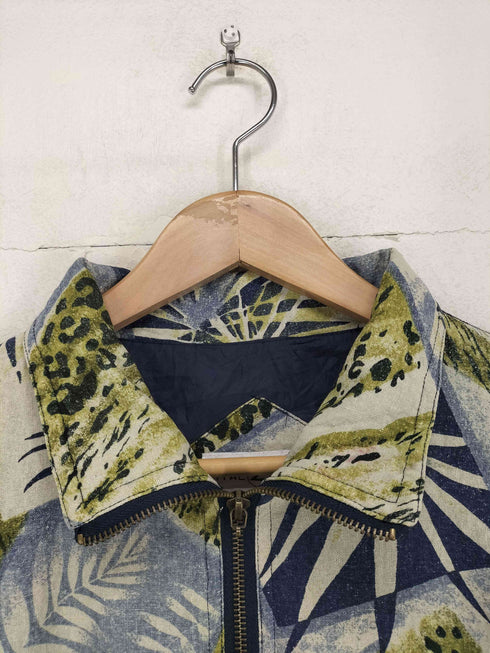 総柄シルクジップジャケット メンズ S
