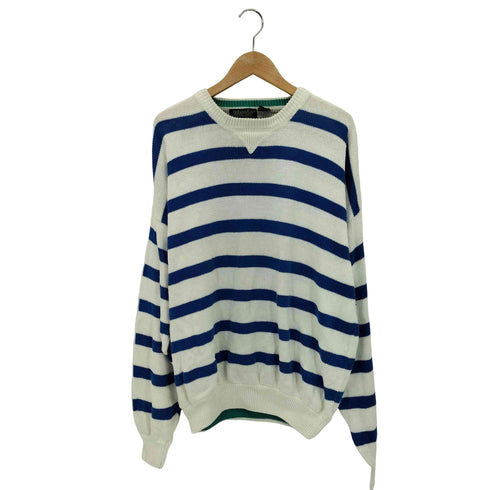 セントジョンズベイ STJOHNS BAY 90s SPORT Vガゼット クルーネック ボーダー コットン ニット メンズ import:L