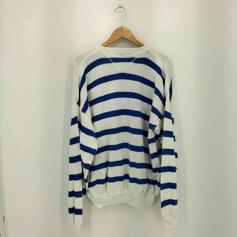 セントジョンズベイ STJOHNS BAY 90s SPORT Vガゼット クルーネック ボーダー コットン ニット メンズ import:L