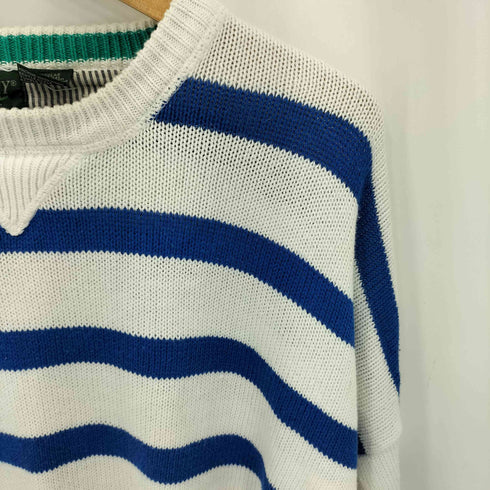 セントジョンズベイ STJOHNS BAY 90s SPORT Vガゼット クルーネック ボーダー コットン ニット メンズ import:L