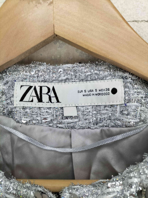 ザラ ZARA スパンコールクロップドジャケット レディース S