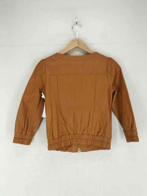 ダブルジップピッグレザーノーカラージャケット レディース S