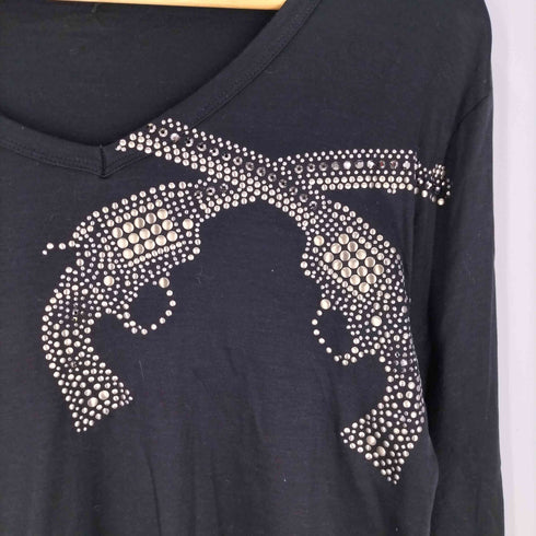 ロアー roar 二丁拳銃 スタッズ ビジュー Vネックカットソー メンズ JPN:2