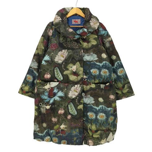 アルベロベロ OLLEBOREBLA オレボレブラ ぶたさん 植物 たくさんのどうぶつ コーデュロイ切替 シアーコーティング ショールカラーダウンコート レディース