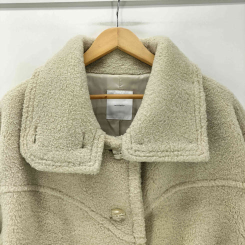 ウィルフリー willfully 23AW Undulate Yoke Stand Collar Boa Midi Coat アンディレイト ヨーク スタンド カラー ボア ミディ コート レディース FREE