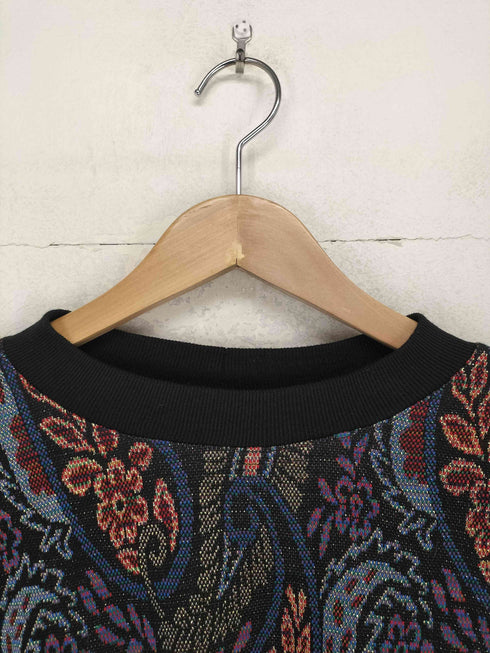 MADE IN USA ラメデザインペイズリー刺繍モックネックニット メンズ M