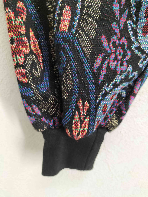 MADE IN USA ラメデザインペイズリー刺繍モックネックニット メンズ M