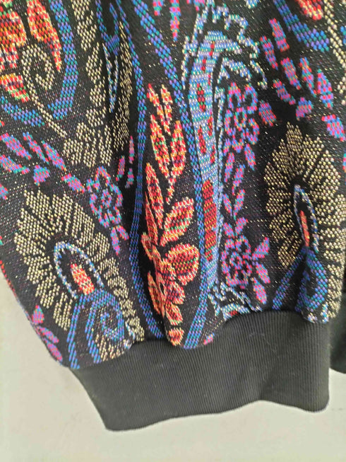 MADE IN USA ラメデザインペイズリー刺繍モックネックニット メンズ M