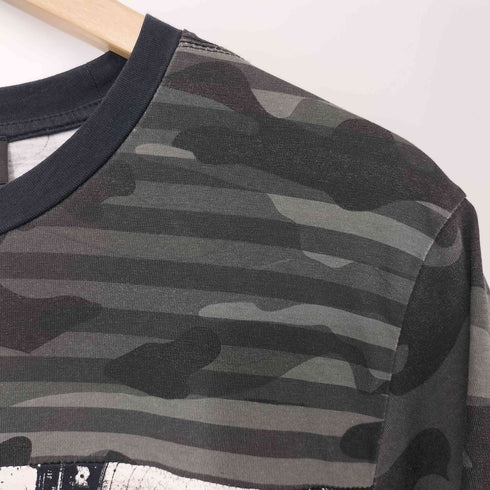 ディーゼルブラックゴールド DIESEL BLACK GOLD 00s Y2K ボーダー 迷彩 クルーネックTシャツ レディース import:M