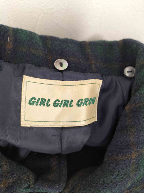 GIRL GIRL GROW チェック柄ウールステンカラーコート メンズ