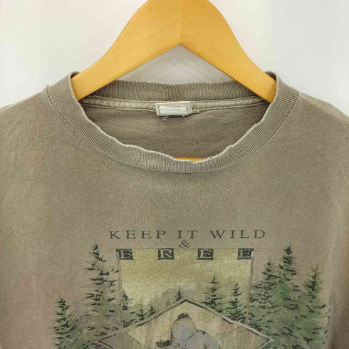 Great Land 90s USA製 シングルステッチ アニマルプリント クルーネック Tシャツ メンズ import:L