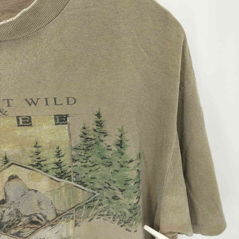 Great Land 90s USA製 シングルステッチ アニマルプリント クルーネック Tシャツ メンズ import:L