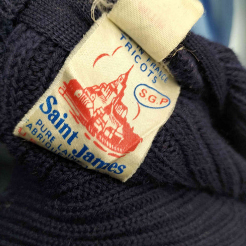 セントジェームス SAINT JAMES 60S~ 初期 旧タグ フランス製 PURE LAINE VIERGE ウール リブ編み ローゲージ ドライバーズ マリン ニット セーター メンズ L16/M42