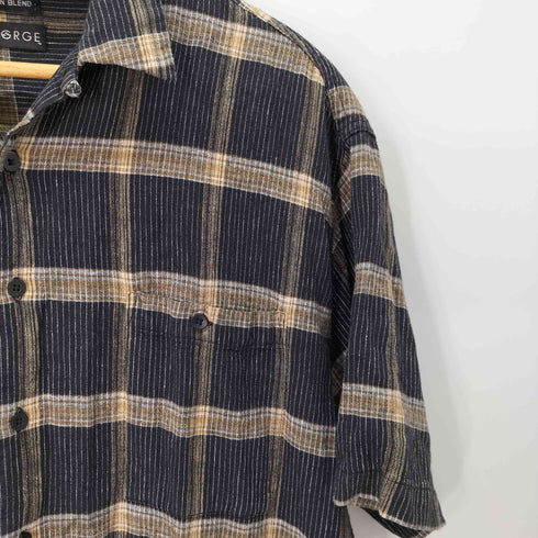 ジョージ GEORGE リネンレーヨン オープンカラーシャツ メンズ import:L