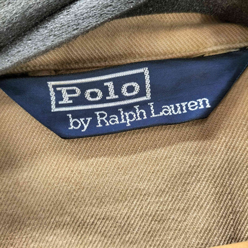 ポロバイラルフローレン Polo by RALPH LAUREN 90S 三角タグ ポニー刺繍 チンスト付き ダック地 コットン ハンティング ジャケット カバーオール ビックサイズ マルチポケット メンズ 4L