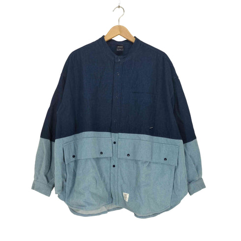 アップルバム APPLEBUM デニムツートーンノーカラーシャツ メンズ import:L