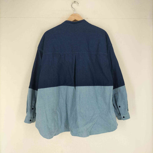 アップルバム APPLEBUM デニムツートーンノーカラーシャツ メンズ import:L