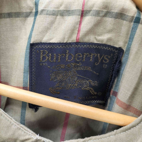 バーバリーズ BURBERRYS 80-90S 黒金タグ 英国製 裏地ノバチェック コットン ノーカラー コート 比翼 メンズ