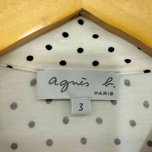 アニエスベー agnes b. レーヨンポリ ドット柄 ラウンドカラーシャツ レディース 3