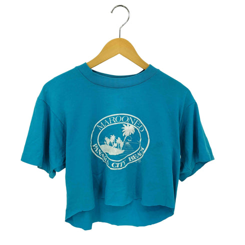 スクリーンスターズ SCREEN STARS 90s USA製 シングルステッチ プリント クルーネック クロップド Tシャツ レディース import:L