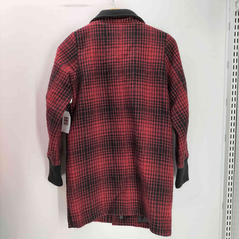 ヒステリックグラマー HYSTERIC GLAMOUR 00S Y2K ヒスガール クロスボーン 刺繍タグ 裏地キルティング コットン ウール チェック ハイネック コート 中綿 レディース FREE