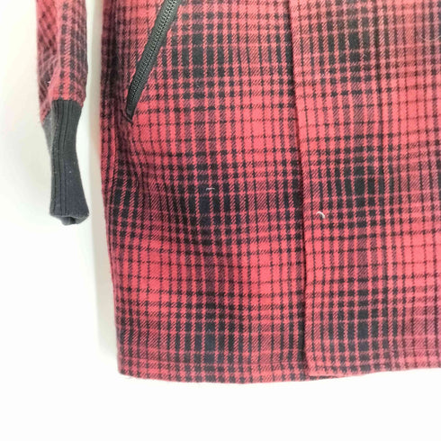 ヒステリックグラマー HYSTERIC GLAMOUR 00S Y2K ヒスガール クロスボーン 刺繍タグ 裏地キルティング コットン ウール チェック ハイネック コート 中綿 レディース FREE