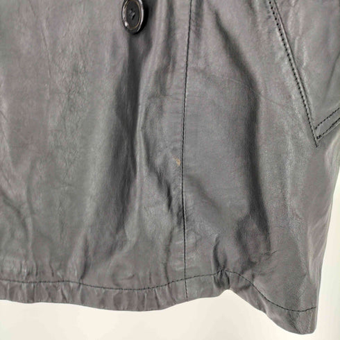 HUNTERS RUN 裏地サテン ストライプ レザー トレンチコート メンズ import:L