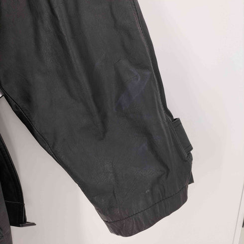 HUNTERS RUN 裏地サテン ストライプ レザー トレンチコート メンズ import:L