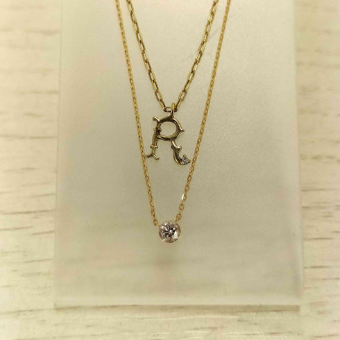 agete 18K 001Ct. ダイヤモンド ゴールドネックレス レディース