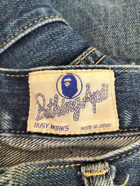 アベイシングエイプ A BATHING APE クラッシュジップフライデニムパンツ メンズ