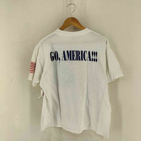 SUMMER STRAND USA製 GO AMERICA 星条旗 フロッキープリント Tシャツ メンズ import:L