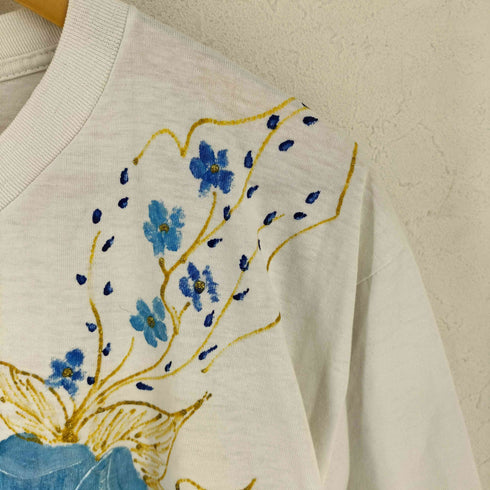 AMERICA 90S USA製 花 ラメ プリント Tシャツ レディース import:XL