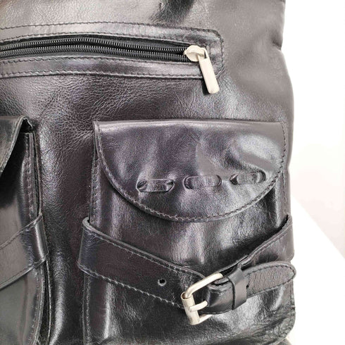 レザー ダブルポケット トートバッグ レディース