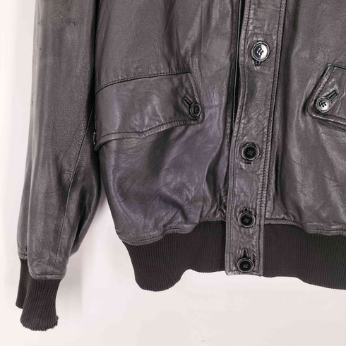 ドルチェアンドガッバーナ DOLCE&GABBANA 90S イタリア製 黒タグ ボタンダウン レザー フライト ジャケット メンズ EUR:50