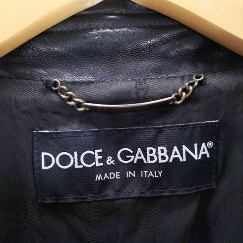 ドルチェアンドガッバーナ DOLCE&GABBANA 90S イタリア製 黒タグ ボタンダウン レザー フライト ジャケット メンズ EUR:50