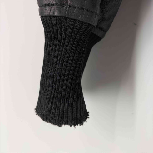 ドルチェアンドガッバーナ DOLCE&GABBANA 90S イタリア製 黒タグ ボタンダウン レザー フライト ジャケット メンズ EUR:50