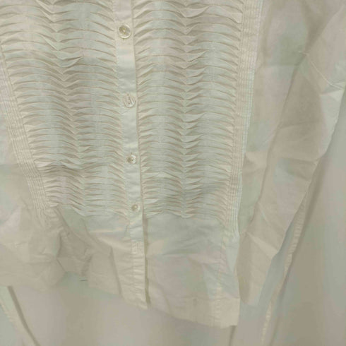 アニエスベー agnes b. PARIS フロントプリーツ レギュラーカラー 半袖シャツ レディース 40