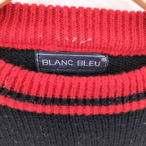 BLANC BLEU HEY PARTNER メッセージデザイン バイカラー アクリルニット セーター レディース