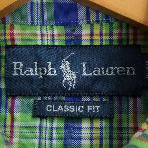 ラルフローレン RALPH LAUREN CLASSIC FIT ポニー刺繍 チェック ボタンダウンシャツ メンズ import:S