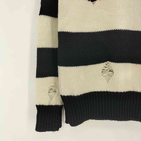 Shinya yamaguchi 16aw Commander sweater ボーダー レザーパッチ ダメージ ウールニット メンズ JPN:S