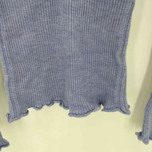 RUS 多重ボタン フレアスリーブ ヘンリーネック リブニット セーター Import レディース