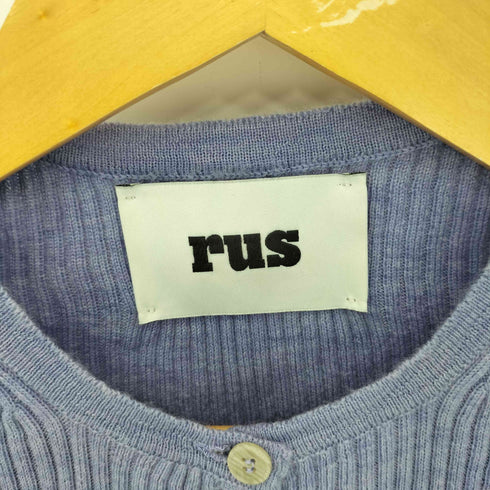 RUS 多重ボタン フレアスリーブ ヘンリーネック リブニット セーター Import レディース