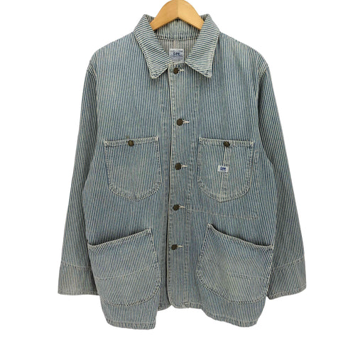 リー Lee 日本製 ヒッコリー ストライプ コットン ワーク カバーオール ジャケット メンズ import:M