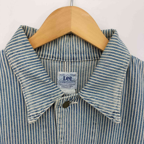 リー Lee 日本製 ヒッコリー ストライプ コットン ワーク カバーオール ジャケット メンズ import:M